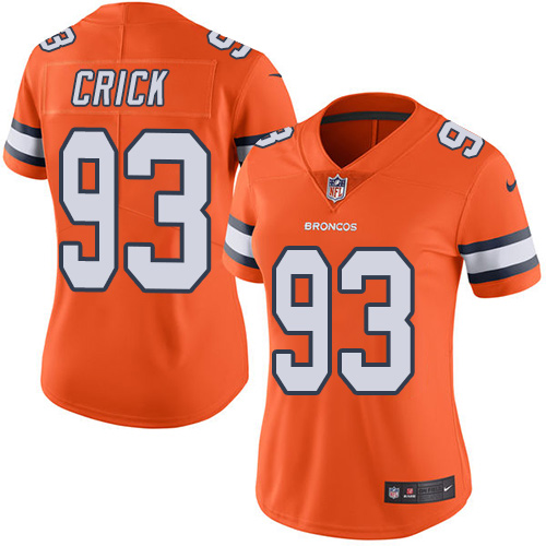 Women's Limited Jared Crick Nike Jersey Orange - #93 Rush NFL Denver Broncos